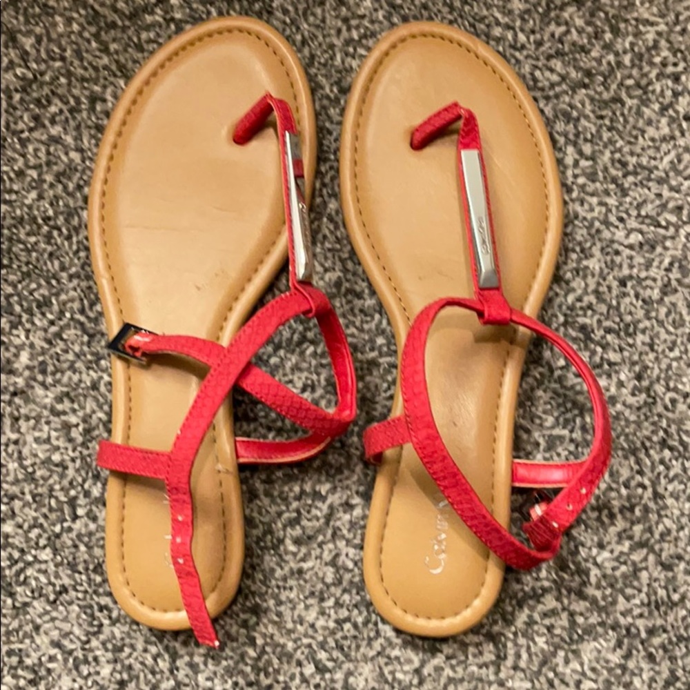 Calvin Klein t strap sandals